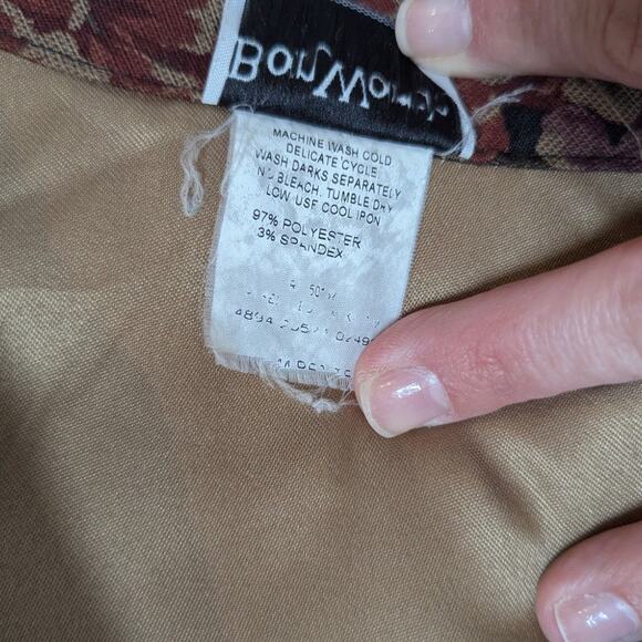 90s Vintage Fall Floral Top Shaket by Bon Worth Brown Black and Tan Size M - Picture 6 of 14